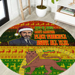 Ethiopia Haile Selassie Christmas Round Carpet King Of Kings Lion Of Judah Ugly Pattern Holiday