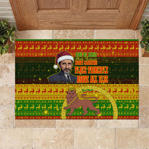 Ethiopia Haile Selassie Christmas Rubber Doormat King Of Kings Lion Of Judah Ugly Pattern Holiday