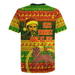 Ethiopia Haile Selassie Christmas Rugby Jersey King Of Kings Lion Of Judah Ugly Pattern Holiday