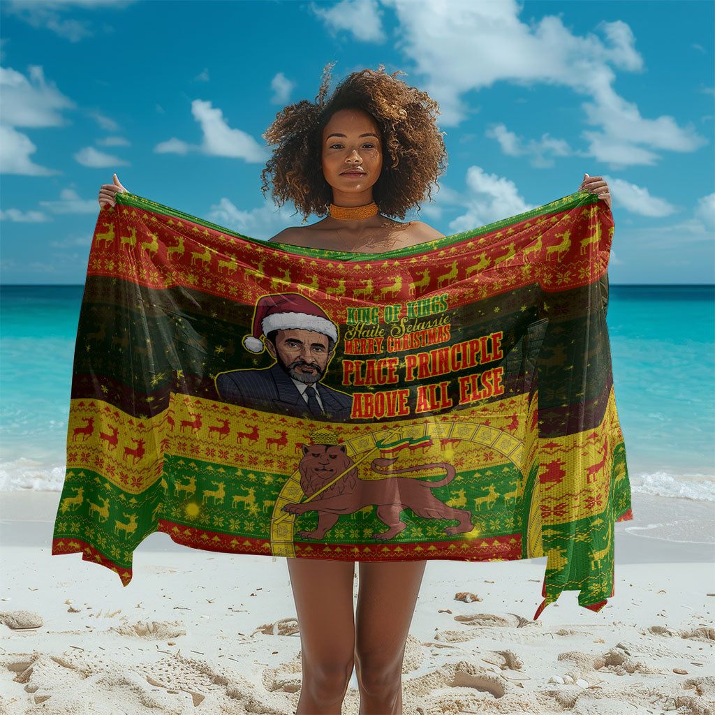 Ethiopia Haile Selassie Christmas Sarong King Of Kings Lion Of Judah Ugly Pattern Holiday