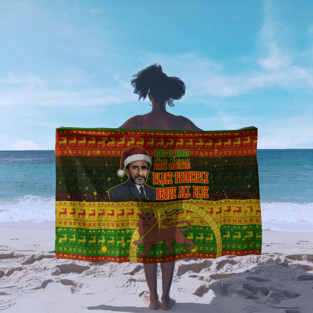 Ethiopia Haile Selassie Christmas Sarong King Of Kings Lion Of Judah Ugly Pattern Holiday