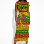Ethiopia Haile Selassie Christmas Short Sleeve Bodycon Dress King Of Kings Lion Of Judah Ugly Pattern Holiday
