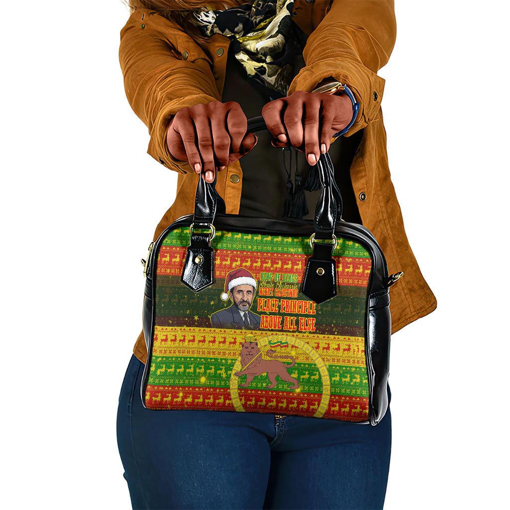 Ethiopia Haile Selassie Christmas Shoulder Handbag King Of Kings Lion Of Judah Ugly Pattern Holiday