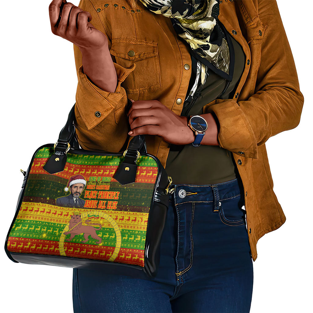 Ethiopia Haile Selassie Christmas Shoulder Handbag King Of Kings Lion Of Judah Ugly Pattern Holiday