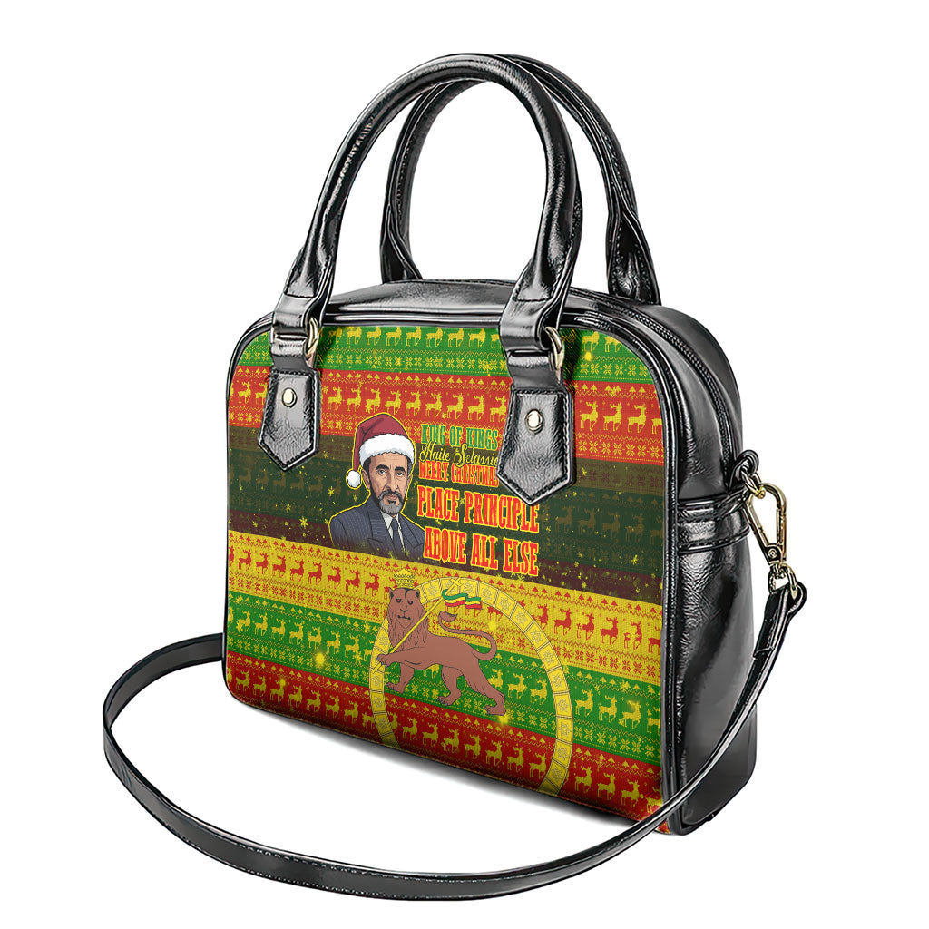 Ethiopia Haile Selassie Christmas Shoulder Handbag King Of Kings Lion Of Judah Ugly Pattern Holiday