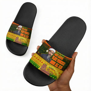 Ethiopia Haile Selassie Christmas Slide Sandals King Of Kings Lion Of Judah Ugly Pattern Holiday