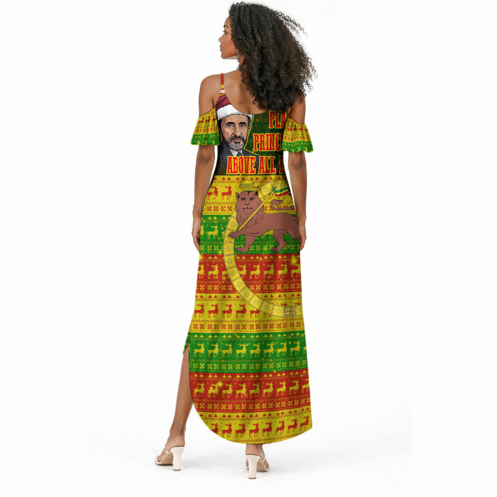 Ethiopia Haile Selassie Christmas Summer Maxi Dress King Of Kings Lion Of Judah Ugly Pattern Holiday