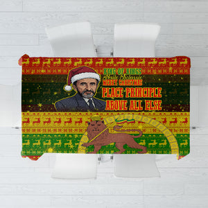 Ethiopia Haile Selassie Christmas Tablecloth King Of Kings Lion Of Judah Ugly Pattern Holiday