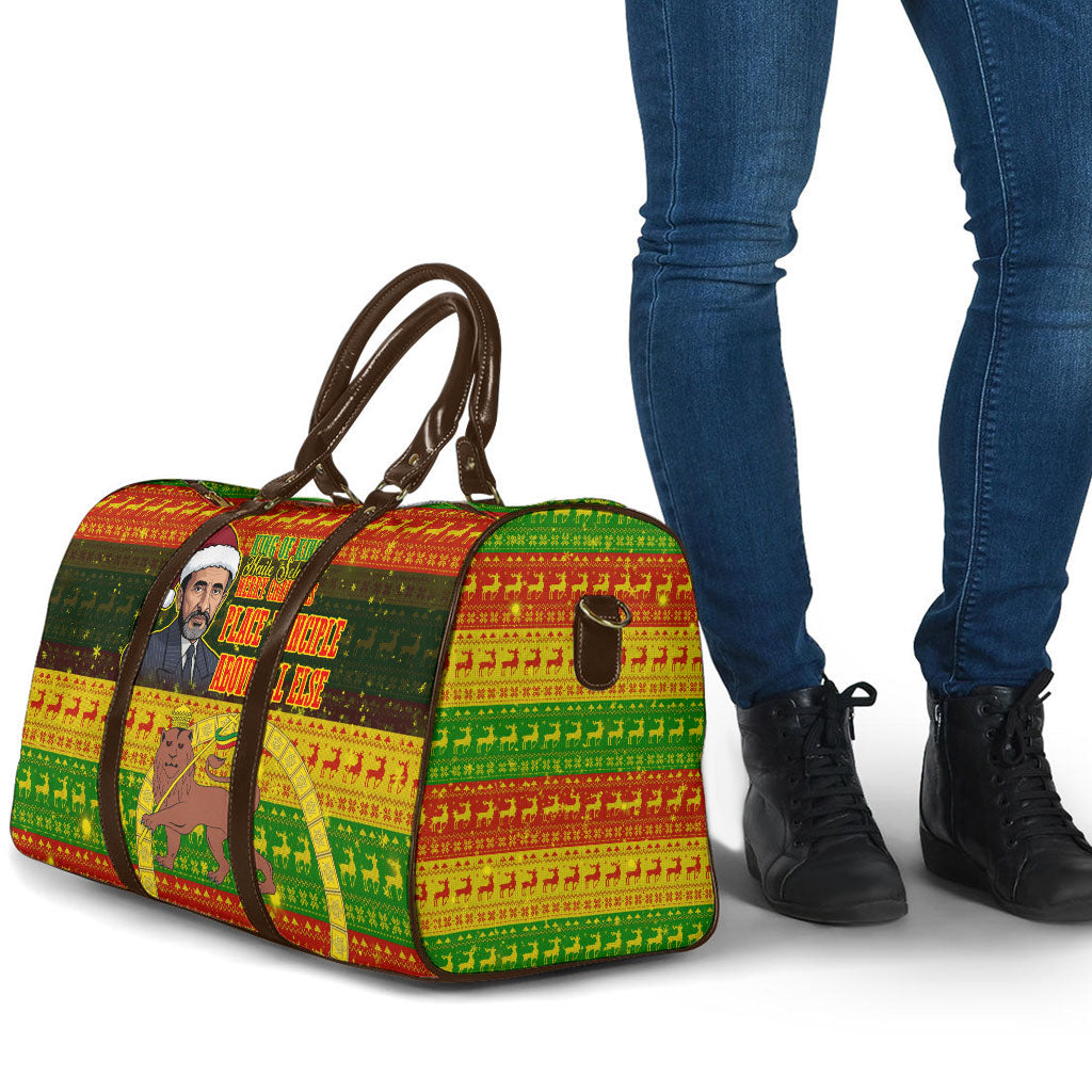 Ethiopia Haile Selassie Christmas Travel Bag King Of Kings Lion Of Judah Ugly Pattern Holiday