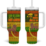 Ethiopia Haile Selassie Christmas Tumbler With Handle King Of Kings Lion Of Judah Ugly Pattern Holiday