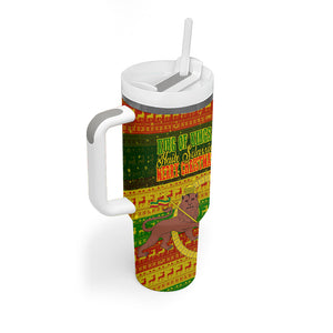 Ethiopia Haile Selassie Christmas Tumbler With Handle King Of Kings Lion Of Judah Ugly Pattern Holiday
