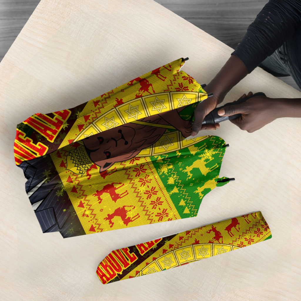 Ethiopia Haile Selassie Christmas Umbrella King Of Kings Lion Of Judah Ugly Pattern Holiday