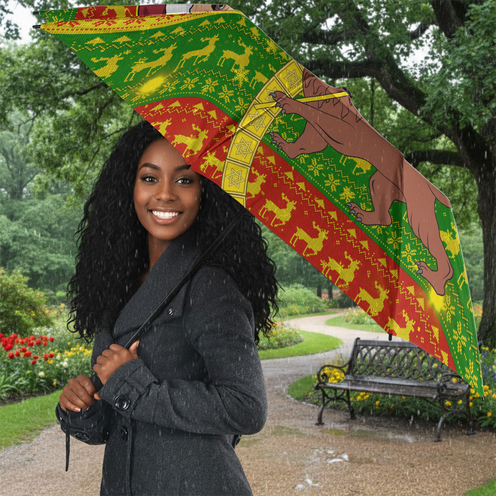 Ethiopia Haile Selassie Christmas Umbrella King Of Kings Lion Of Judah Ugly Pattern Holiday