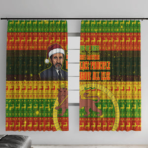 Ethiopia Haile Selassie Christmas Window Curtain King Of Kings Lion Of Judah Ugly Pattern Holiday