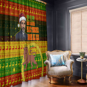 Ethiopia Haile Selassie Christmas Window Curtain King Of Kings Lion Of Judah Ugly Pattern Holiday