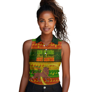 Ethiopia Haile Selassie Christmas Women Sleeveless Polo Shirt King Of Kings Lion Of Judah Ugly Pattern Holiday