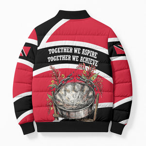 Trinidad And Tobago Independence Day Scarlet Ibis Bomber Puffer Jacket Steelpan Heritage National Flag
