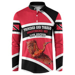 Trinidad And Tobago Independence Day Scarlet Ibis Button Sweatshirt Steelpan Heritage National Flag