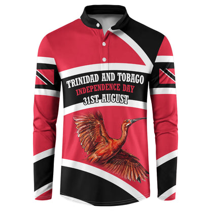 Trinidad And Tobago Independence Day Scarlet Ibis Button Sweatshirt Steelpan Heritage National Flag