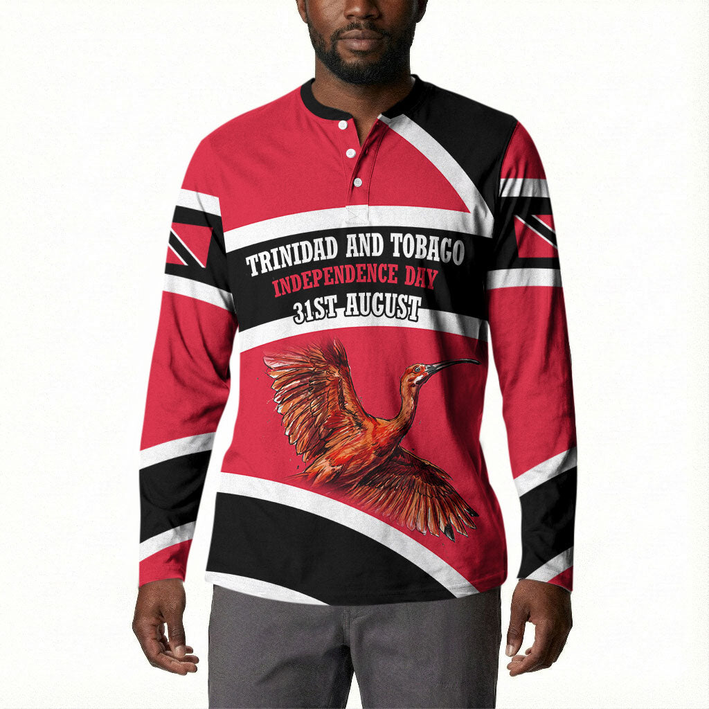 Trinidad And Tobago Independence Day Scarlet Ibis Button Sweatshirt Steelpan Heritage National Flag