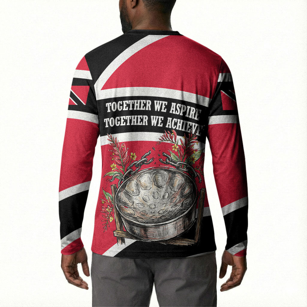 Trinidad And Tobago Independence Day Scarlet Ibis Button Sweatshirt Steelpan Heritage National Flag