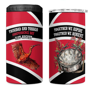 Trinidad And Tobago Independence Day Scarlet Ibis 4 in 1 Can Cooler Tumbler Steelpan Heritage National Flag