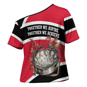 Trinidad And Tobago Independence Day Scarlet Ibis Cross Shoulder Shirt Steelpan Heritage National Flag