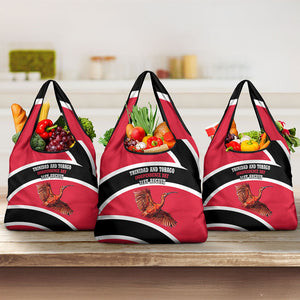 Trinidad And Tobago Independence Day Scarlet Ibis Grocery Bag Steelpan Heritage National Flag