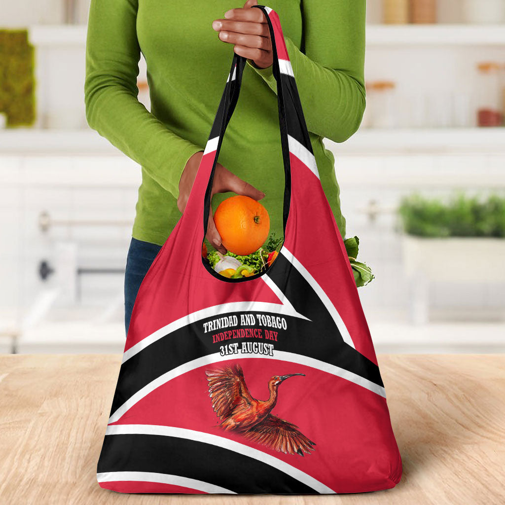 Trinidad And Tobago Independence Day Scarlet Ibis Grocery Bag Steelpan Heritage National Flag