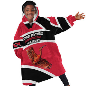 Trinidad And Tobago Independence Day Scarlet Ibis Kid Wearable Blanket Hoodie Steelpan Heritage National Flag