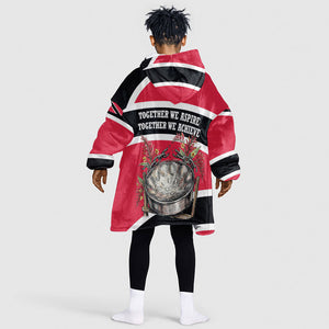 Trinidad And Tobago Independence Day Scarlet Ibis Kid Wearable Blanket Hoodie Steelpan Heritage National Flag