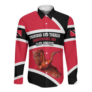 Trinidad And Tobago Independence Day Scarlet Ibis Long Sleeve Button Shirt Steelpan Heritage National Flag