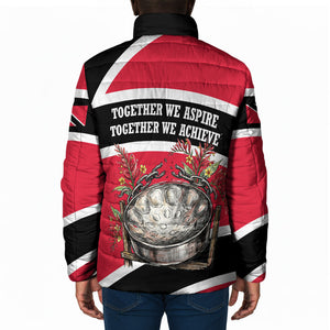 Trinidad And Tobago Independence Day Scarlet Ibis Padded Jacket Steelpan Heritage National Flag