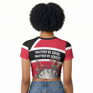 Trinidad And Tobago Independence Day Scarlet Ibis Raglan Cropped T shirt Steelpan Heritage National Flag