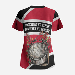 Trinidad And Tobago Independence Day Scarlet Ibis Scrub Top Steelpan Heritage National Flag