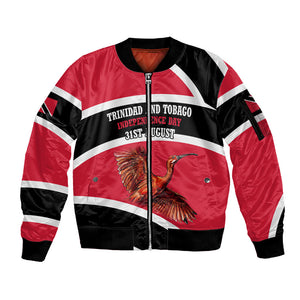 Trinidad And Tobago Independence Day Scarlet Ibis Sleeve Zip Bomber Jacket Steelpan Heritage National Flag