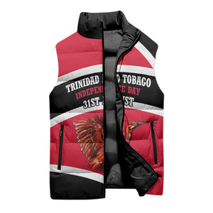 Trinidad And Tobago Independence Day Scarlet Ibis Sleeveless Puffer Jacket Steelpan Heritage National Flag