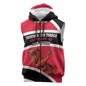 Trinidad And Tobago Independence Day Scarlet Ibis Sleeveless Zip Hoodie Steelpan Heritage National Flag