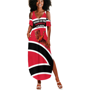 Trinidad And Tobago Independence Day Scarlet Ibis Summer Maxi Dress Steelpan Heritage National Flag