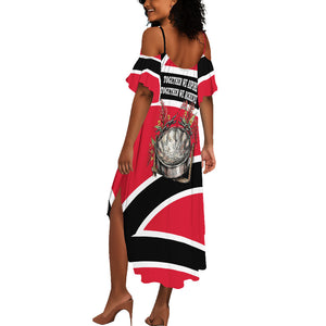 Trinidad And Tobago Independence Day Scarlet Ibis Summer Maxi Dress Steelpan Heritage National Flag