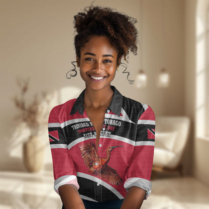 Trinidad And Tobago Independence Day Scarlet Ibis Women Casual Shirt Steelpan Heritage National Flag