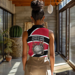 Trinidad And Tobago Independence Day Scarlet Ibis Women Sleeveless Polo Shirt Steelpan Heritage National Flag