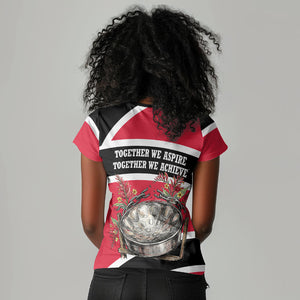 Trinidad And Tobago Independence Day Scarlet Ibis Women V-Neck T-Shirt Steelpan Heritage National Flag