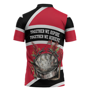 Trinidad And Tobago Independence Day Scarlet Ibis Zipper Polo Shirt Steelpan Heritage National Flag