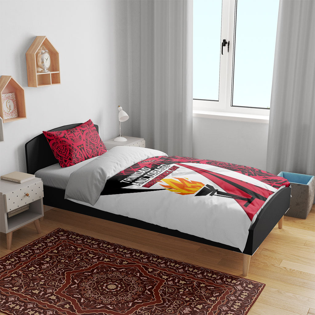 Trinidad And Tobago Independence Day Bedding Set Freedom Torch Heritage Symbols