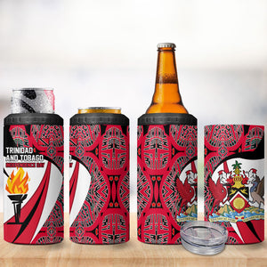 Trinidad And Tobago Independence Day 4 in 1 Can Cooler Tumbler Freedom Torch Heritage Symbols