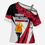 Trinidad And Tobago Independence Day Cross Shoulder Shirt Freedom Torch Heritage Symbols
