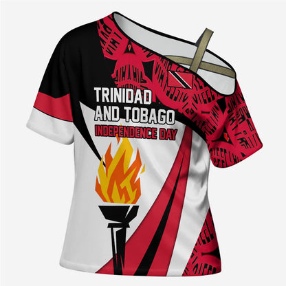 Trinidad And Tobago Independence Day Cross Shoulder Shirt Freedom Torch Heritage Symbols