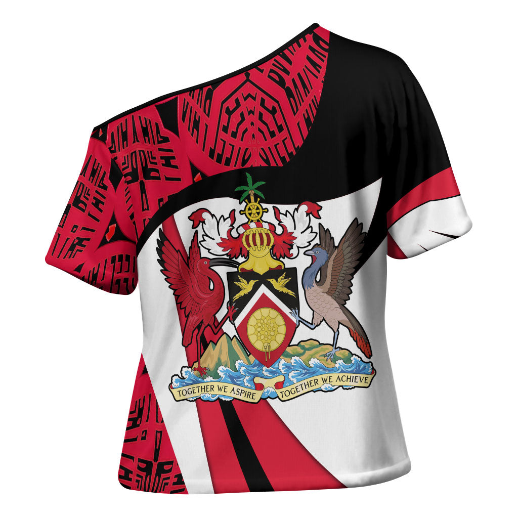 Trinidad And Tobago Independence Day Cross Shoulder Shirt Freedom Torch Heritage Symbols