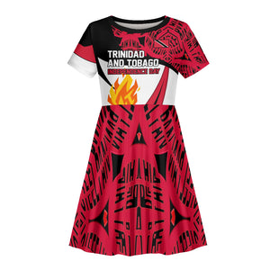 Trinidad And Tobago Independence Day Kid Short Sleeve Dress Freedom Torch Heritage Symbols